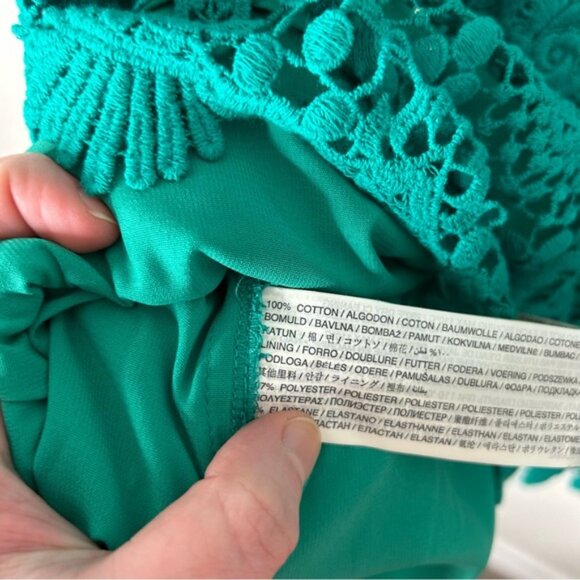 MANGO Lace Mini Dress Teal Green Cap Sleeve XS Work wear Business Casual Office - Picture 9 of 16